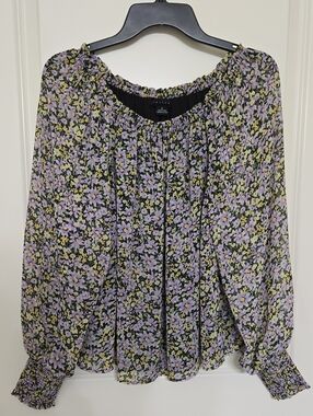 Sanctuary Lavender and Yellow Floral Peasant Blouse